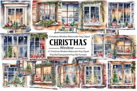 Download Christmas Window Watercolor Bundle - Christmas Collection