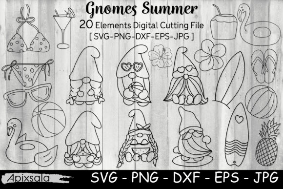 Download Gnome Summer SVG Cut Files-digital Stamp - Summer svg Collection