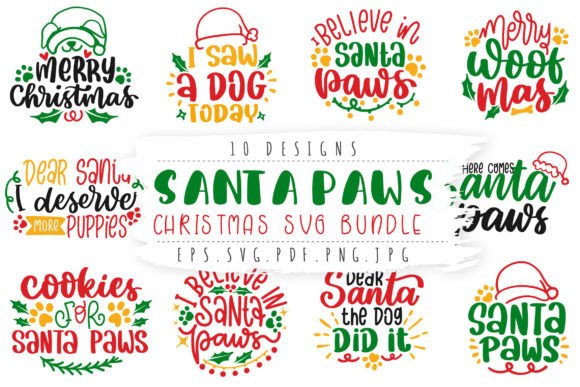 Download Christmas Dog SVG Bundle | Santa Paws - Christmas Collection