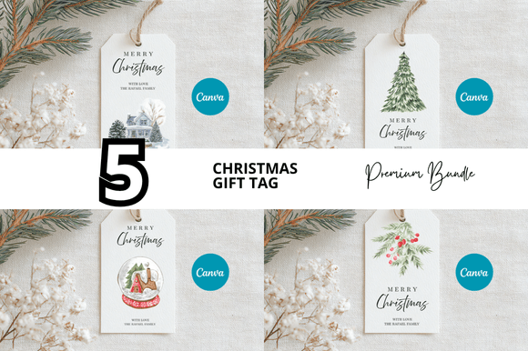Download 5 Merry Christmas Gift Tag Bundle - Christmas Collection