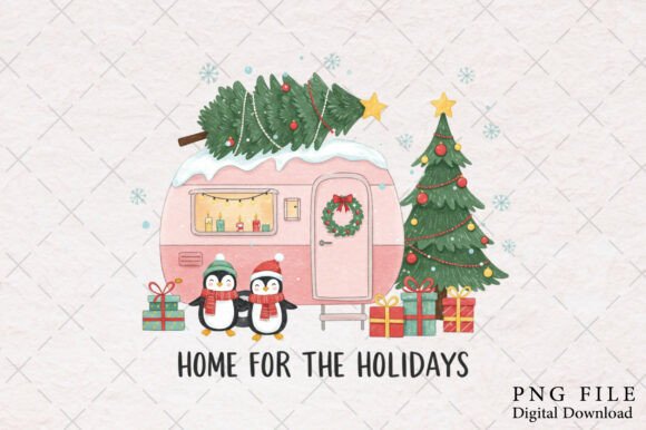 Download Hand Drawn Christmas Camper PNG - Christmas Collection