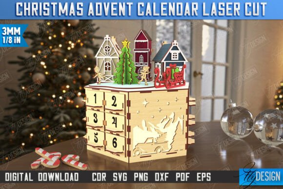 Download Christmas Advent Calendar Laser Cut |CNC - Christmas Collection