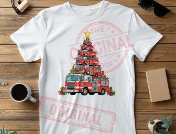 Download Firetruck Christmas Tree PNG, Firefighte - Christmas Collection