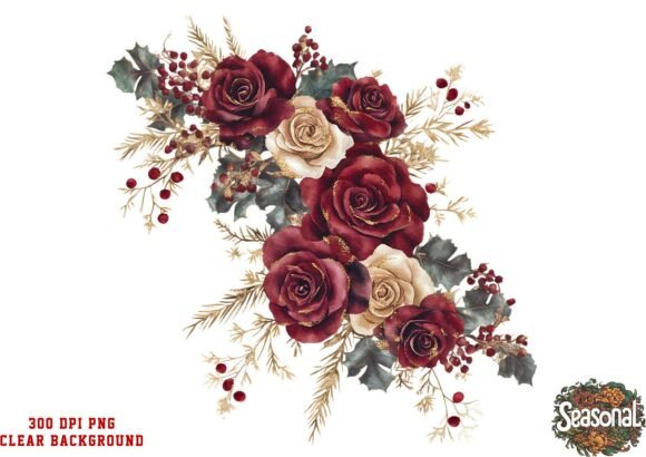 Download Ruby Petal Christmas Bouquet Clipart - Christmas Collection