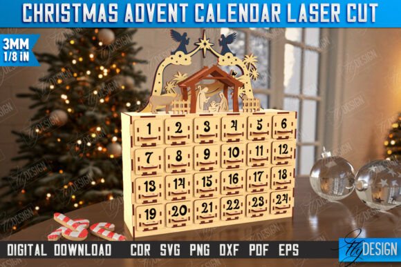 Download Christmas Advent Calendar Laser Cut |CNC - Christmas Collection