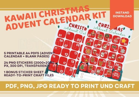 Download Kawaii Christmas Advent Calendar Kit - Christmas Collection