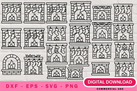Download Christmas Fireplace Stockings SVG - Christmas Collection
