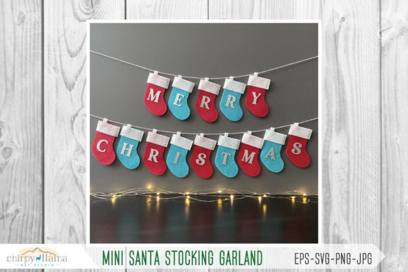 Download Mini Santa Stocking Christmas Garland - Christmas Collection