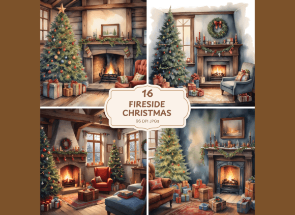 Download 16 Fireside Christmas High Quality JPGs - Christmas Collection