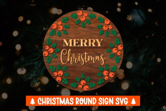 Download Christmas Round Wood Sign SVG - Christmas Collection