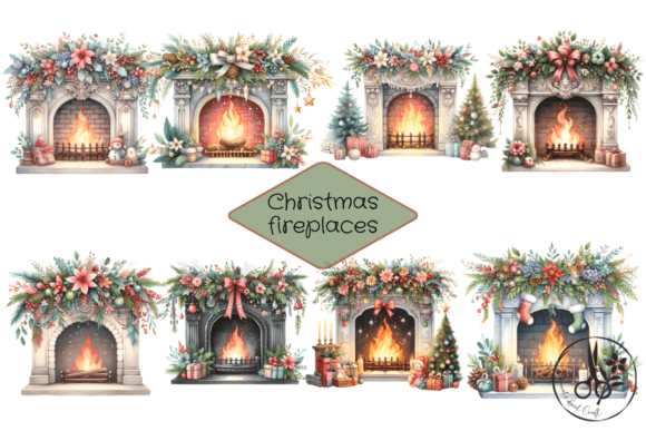 Download Christmas Fireplaces..Clip Art - Christmas Collection
