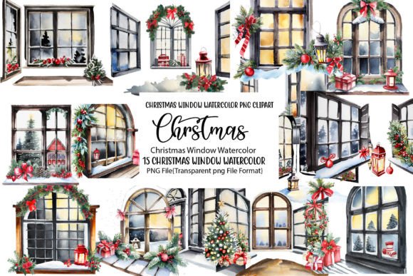 Download Christmas Window Watercolor Bundle - Christmas Collection